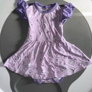 Adorable Bamboo Purple Baby Skirted Bodysuit with Ruffle Sleeves, Bunny